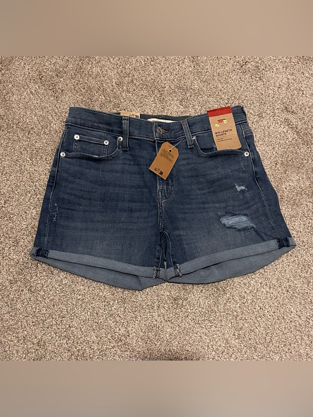 Levi's Dark Blue Rolled Cuff Jean Shorts